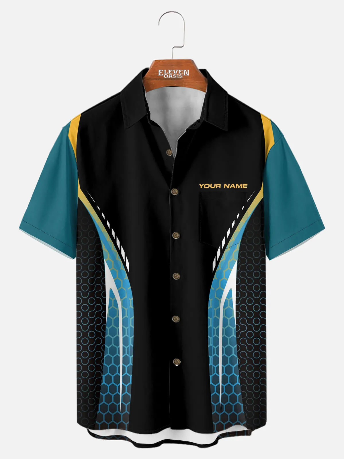 Tall Men's Custom American Football Stripe Short Sleeve Shirt sold by Eleven Oasis product image thumbnail 2