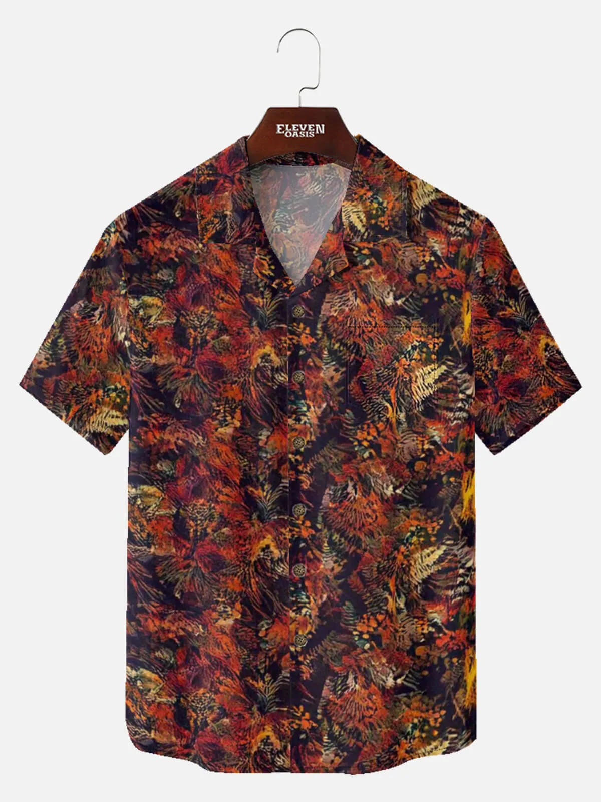 Men's Abstract Fall Forest Foliage Short Sleeve Shirt sold by Eleven Oasis