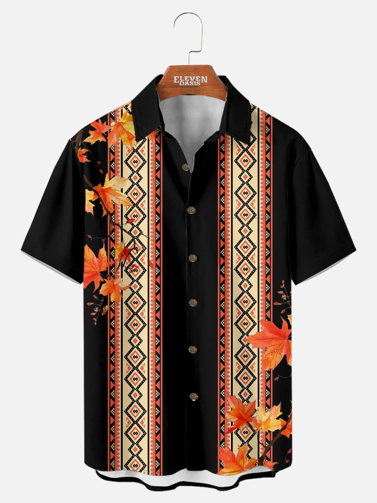 Men's Fall Aztec Leaves Short Sleeve Shirt sold by Eleven Oasis