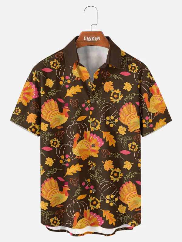 Men's Thanksgiving Turkey All Over Print Short Sleeve Shirt sold by Eleven Oasis