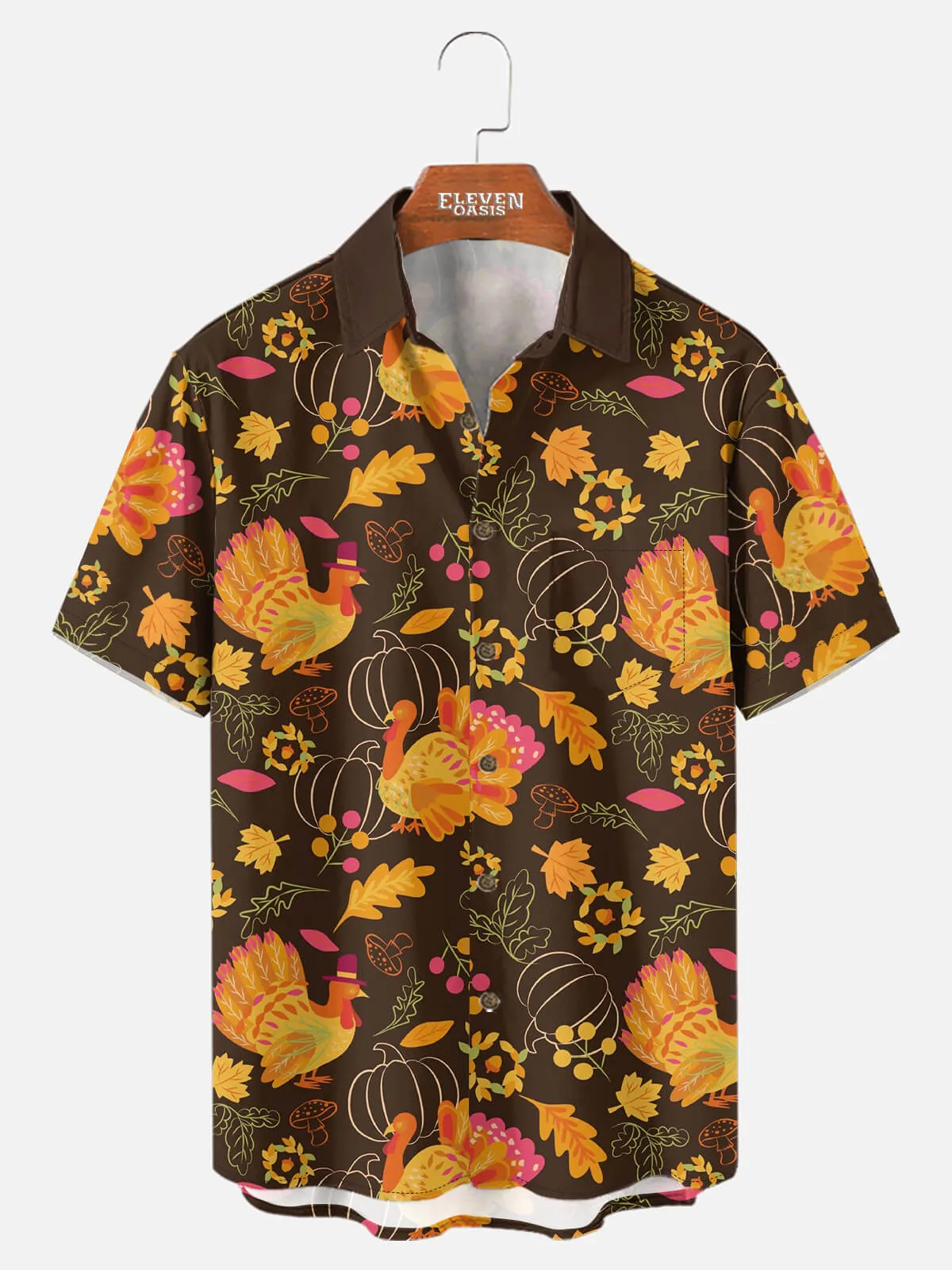 Men's Thanksgiving Turkey All Over Print Short Sleeve Shirt sold by Eleven Oasis