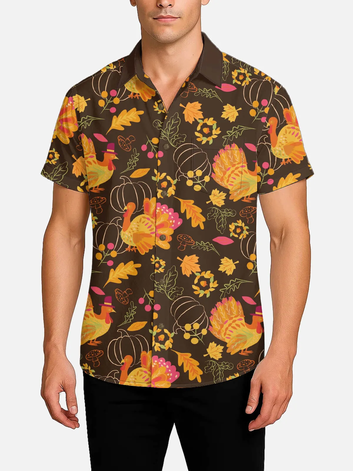 Men's Thanksgiving Turkey All Over Print Short Sleeve Shirt sold by Eleven Oasis product image thumbnail 2