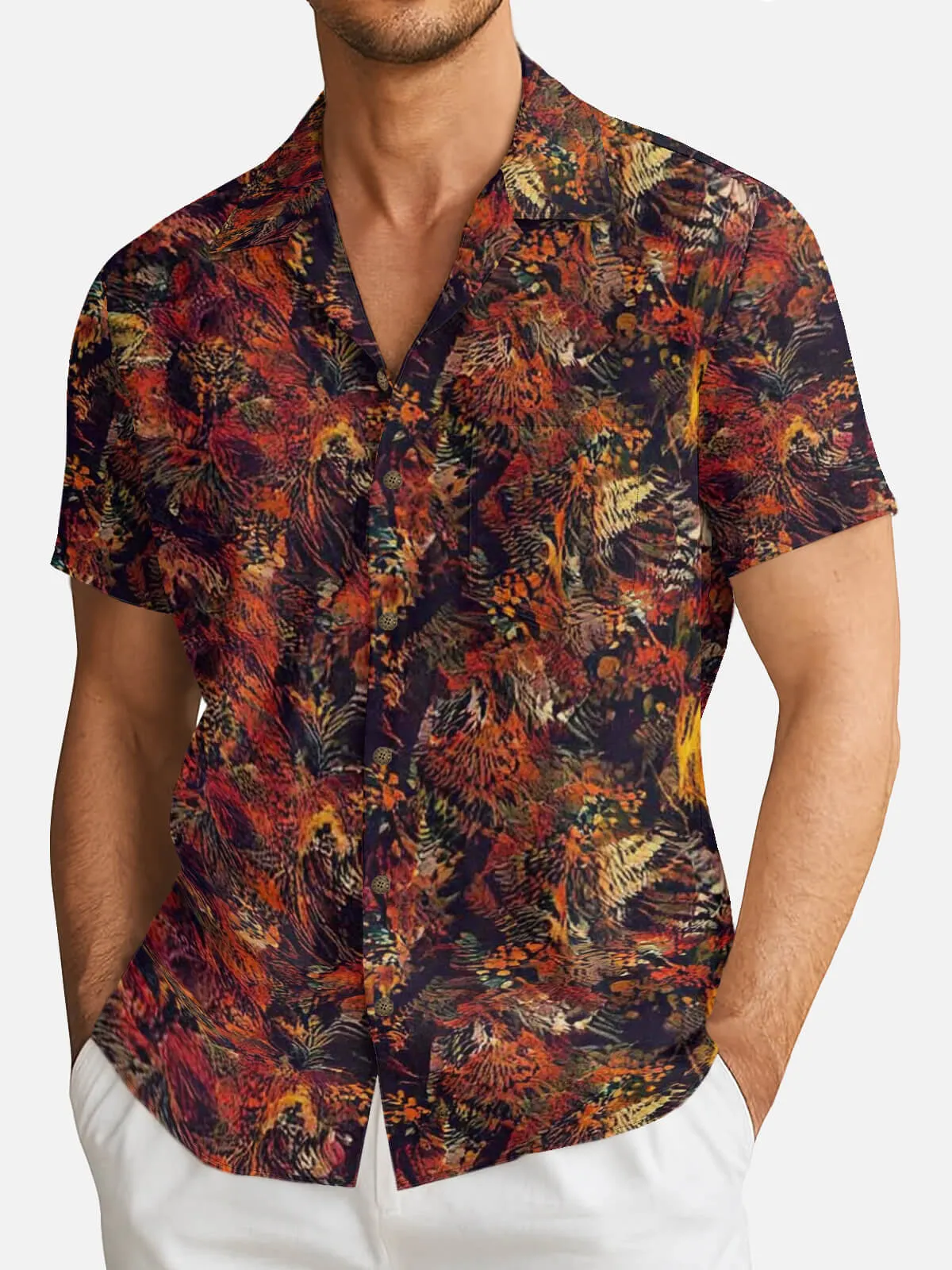 Tall Men's Abstract Fall Forest Foliage Short Sleeve Shirt sold by Eleven Oasis product image thumbnail 2