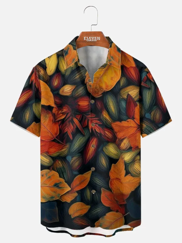 Tall Men's Fall Leaves Short Sleeve Shirt sold by Eleven Oasis