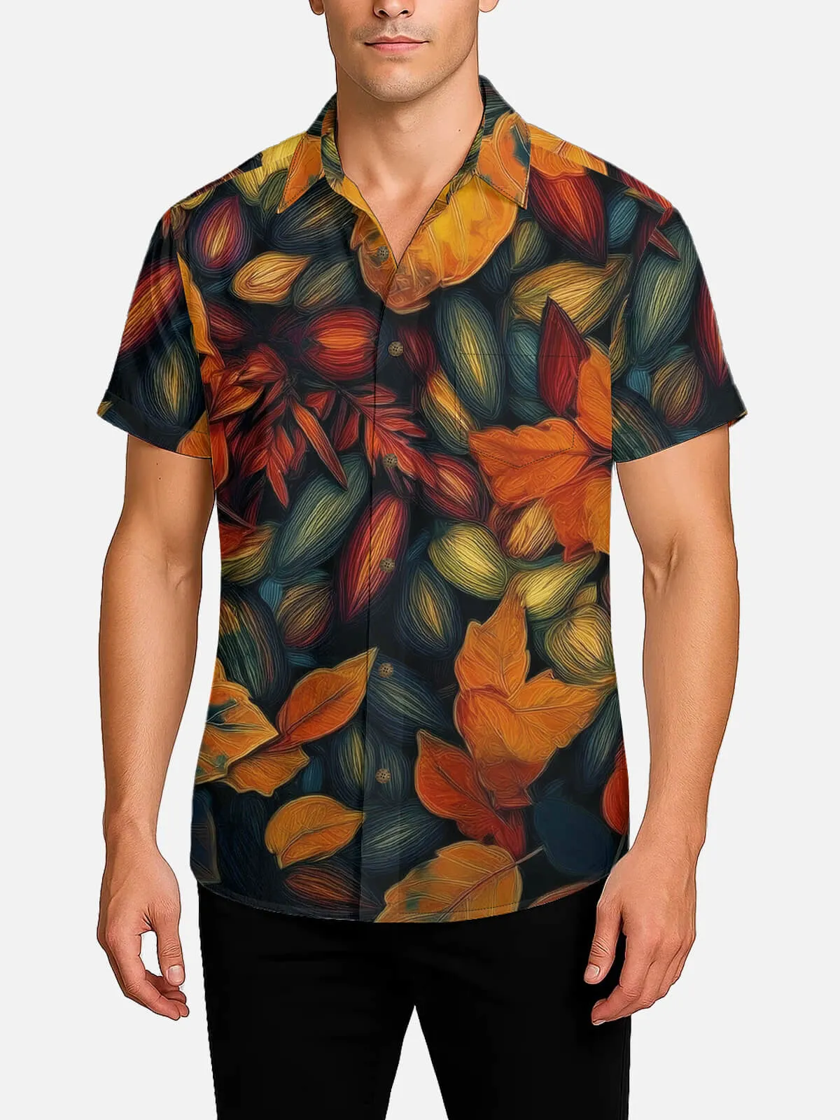 Tall Men's Fall Leaves Short Sleeve Shirt sold by Eleven Oasis product image thumbnail 2