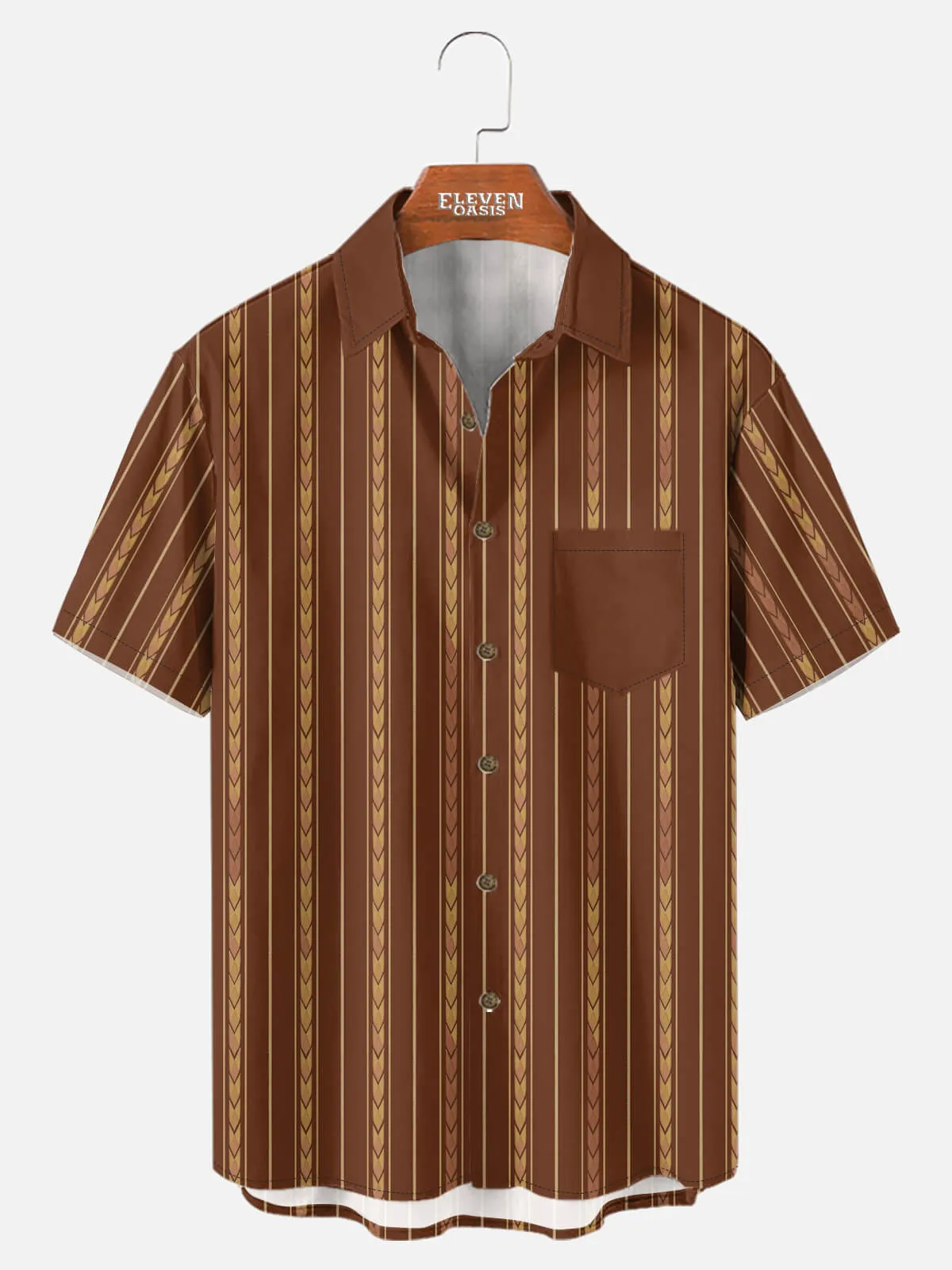 Men's Retro Arrow Stripe Short Sleeve Shirt sold by Eleven Oasis