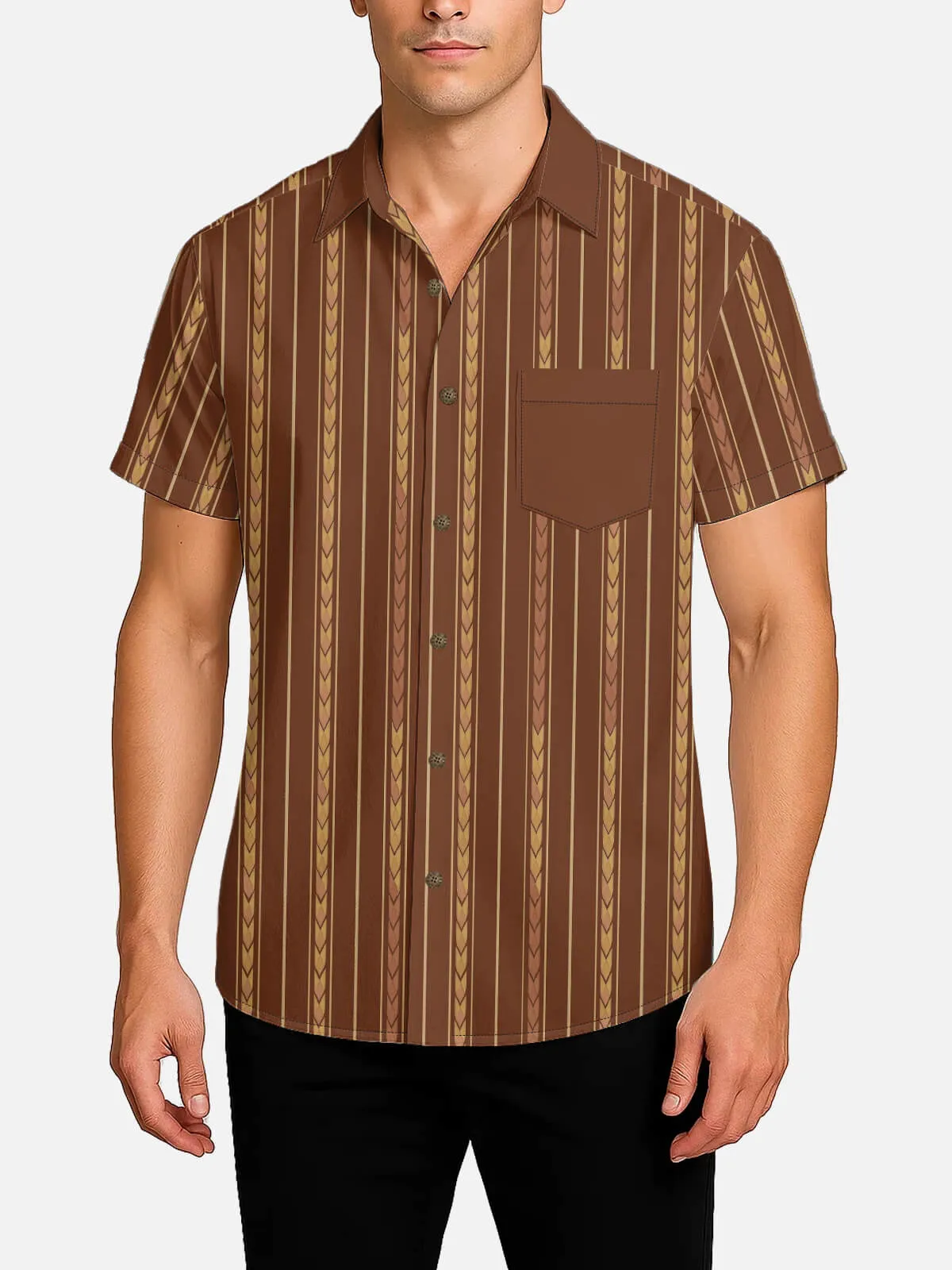 Men's Retro Arrow Stripe Short Sleeve Shirt sold by Eleven Oasis product image thumbnail 2