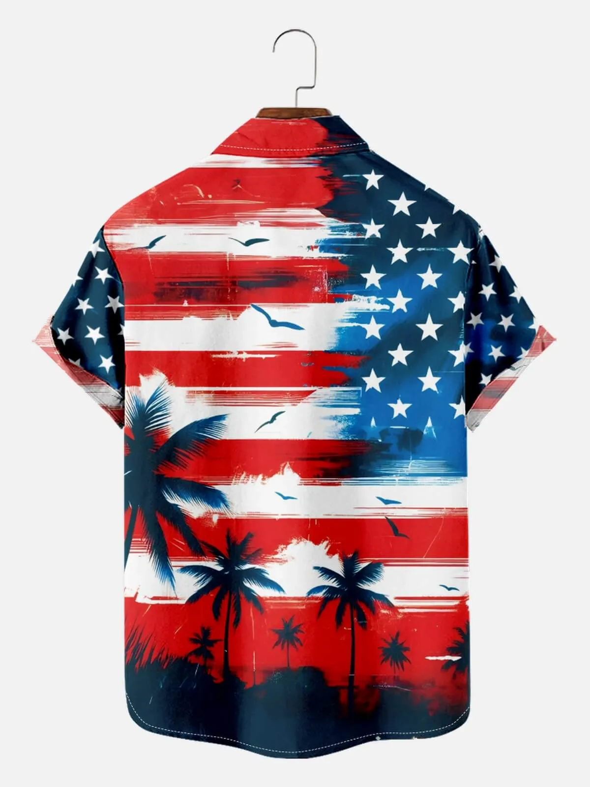 Men's Patriotic Paradise Paintbrush Flag Short Sleeve Shirt sold by Eleven Oasis product image thumbnail 4