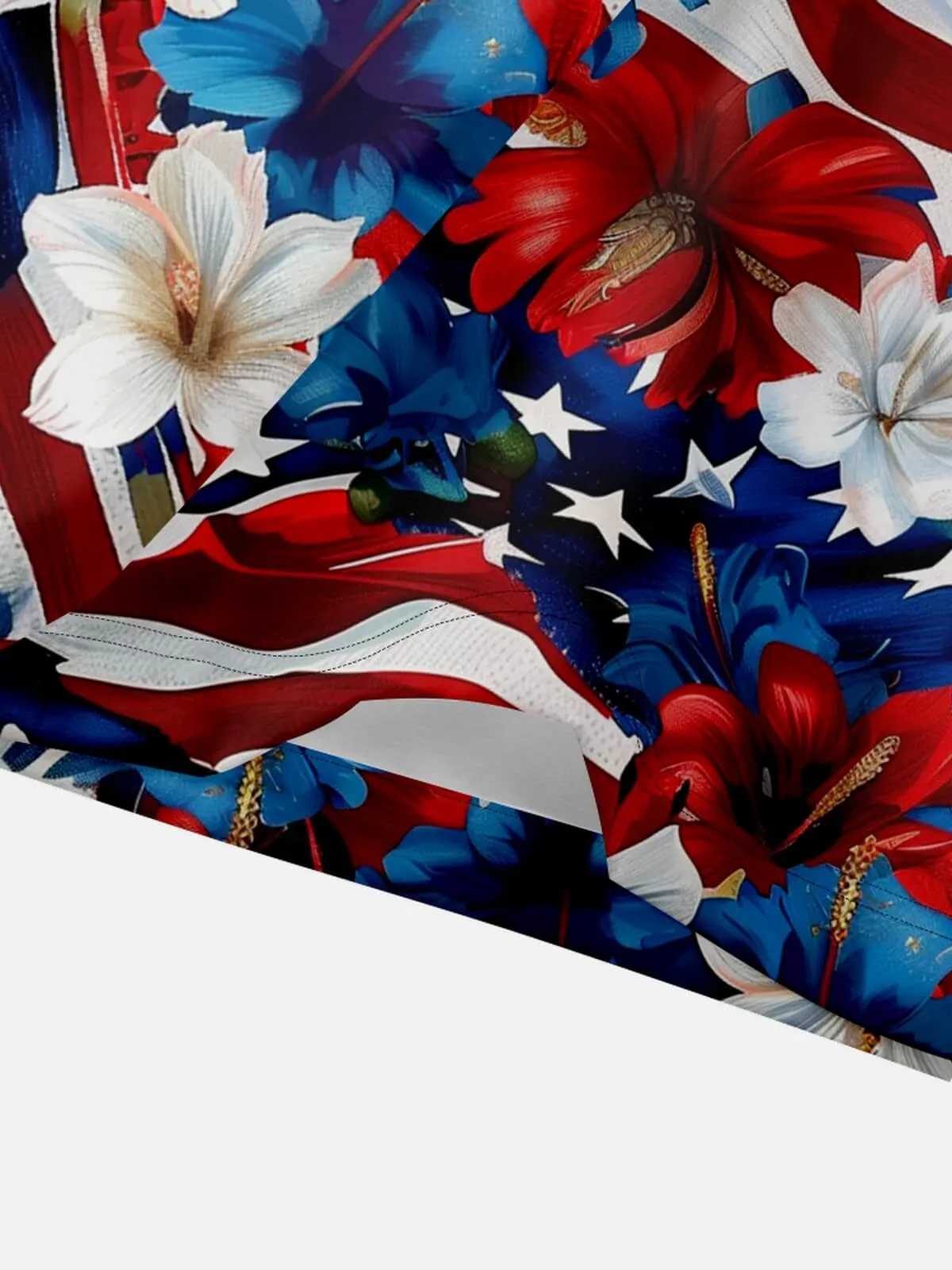 Tall Men's Patriotic Hibiscus Flag Hawaiian Short Sleeve Shirt sold by Eleven Oasis product image thumbnail 3