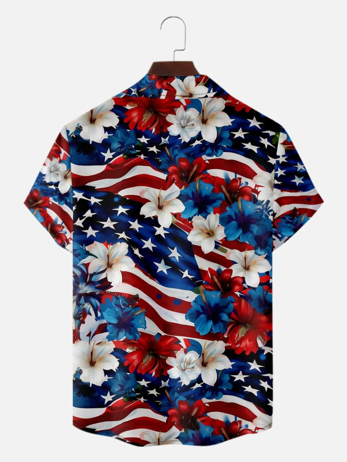 Tall Men's Patriotic Hibiscus Flag Hawaiian Short Sleeve Shirt sold by Eleven Oasis product image thumbnail 2