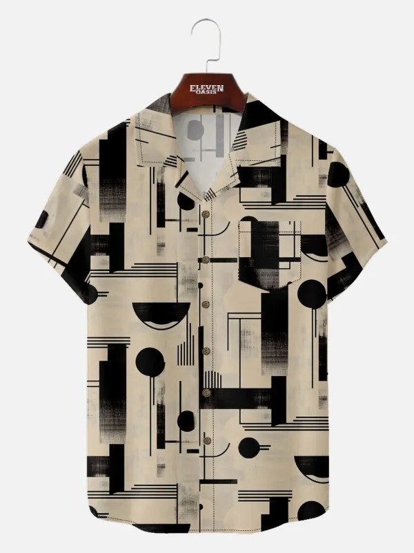 Tall Men's Bauhaus Geometric Pattern Short Sleeve Shirt sold by Eleven Oasis