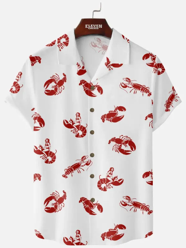 Tall Men's Lobster Pin-Up Short Sleeve Shirt sold by Eleven Oasis
