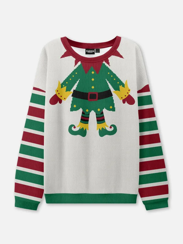 Ugly Christmas Sweater Elf Costume Sweatshirt sold by Eleven Oasis