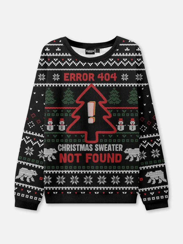 Ugly Christmas Sweater Error 404 Not Found Sweatshirt sold by Eleven Oasis