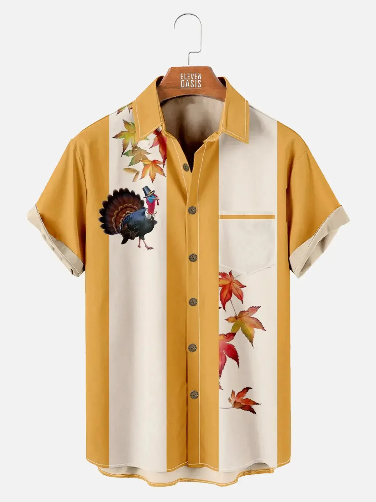 Men's Thanksgiving Turkey Short Sleeve Shirt sold by Eleven Oasis product image thumbnail 2