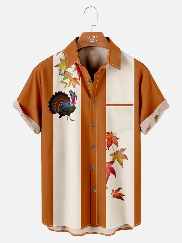 Men's Thanksgiving Turkey Short Sleeve Shirt sold by Eleven Oasis