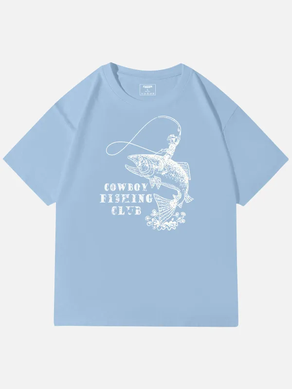 Cowboy Fishing Club Graphic Cotton T-Shirt sold by Eleven Oasis
