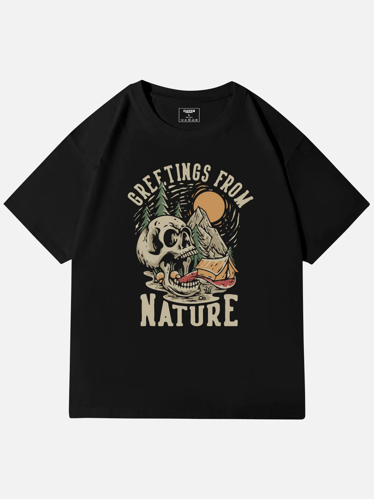 Greetings From Nature Skull Graphic Cotton T-Shirt sold by Eleven Oasis