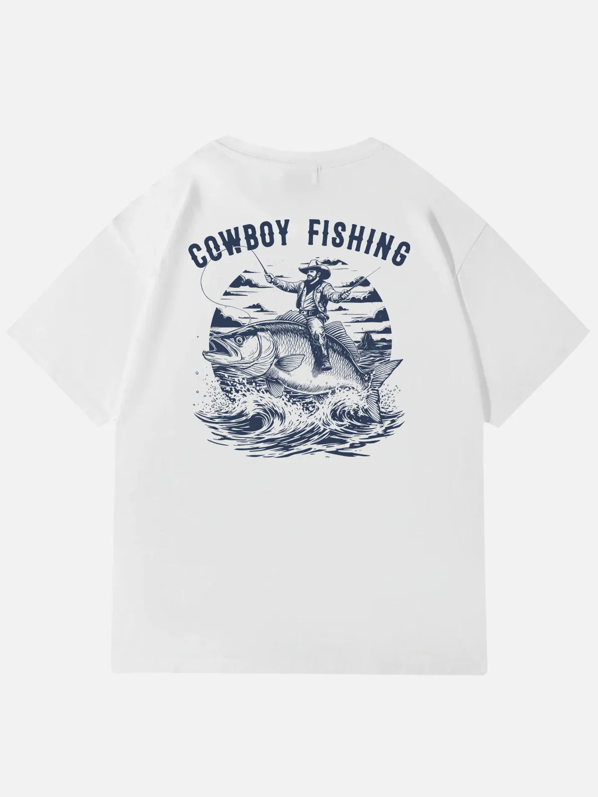 Cowboy Fishing Novelty Cotton T-Shirt sold by Eleven Oasis product image thumbnail 3
