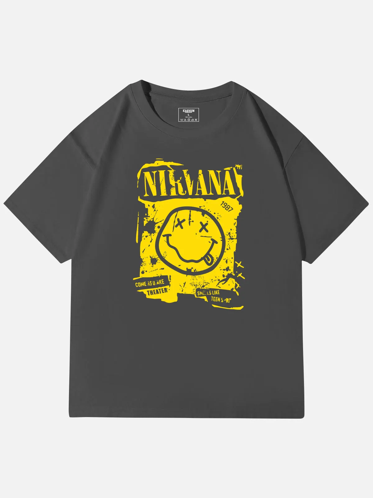 Nirvana Smiley Distressed Graphic Cotton T-Shirt sold by Eleven Oasis product image thumbnail 4