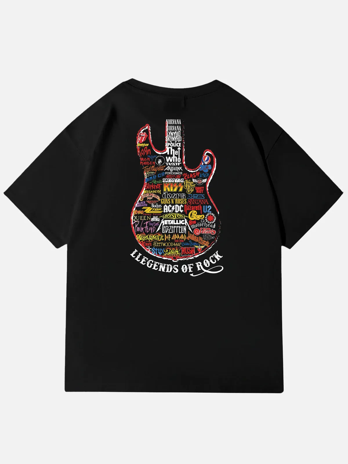 Legends of Rock Guitar Collage Cotton T-Shirt sold by Eleven Oasis product image thumbnail 3
