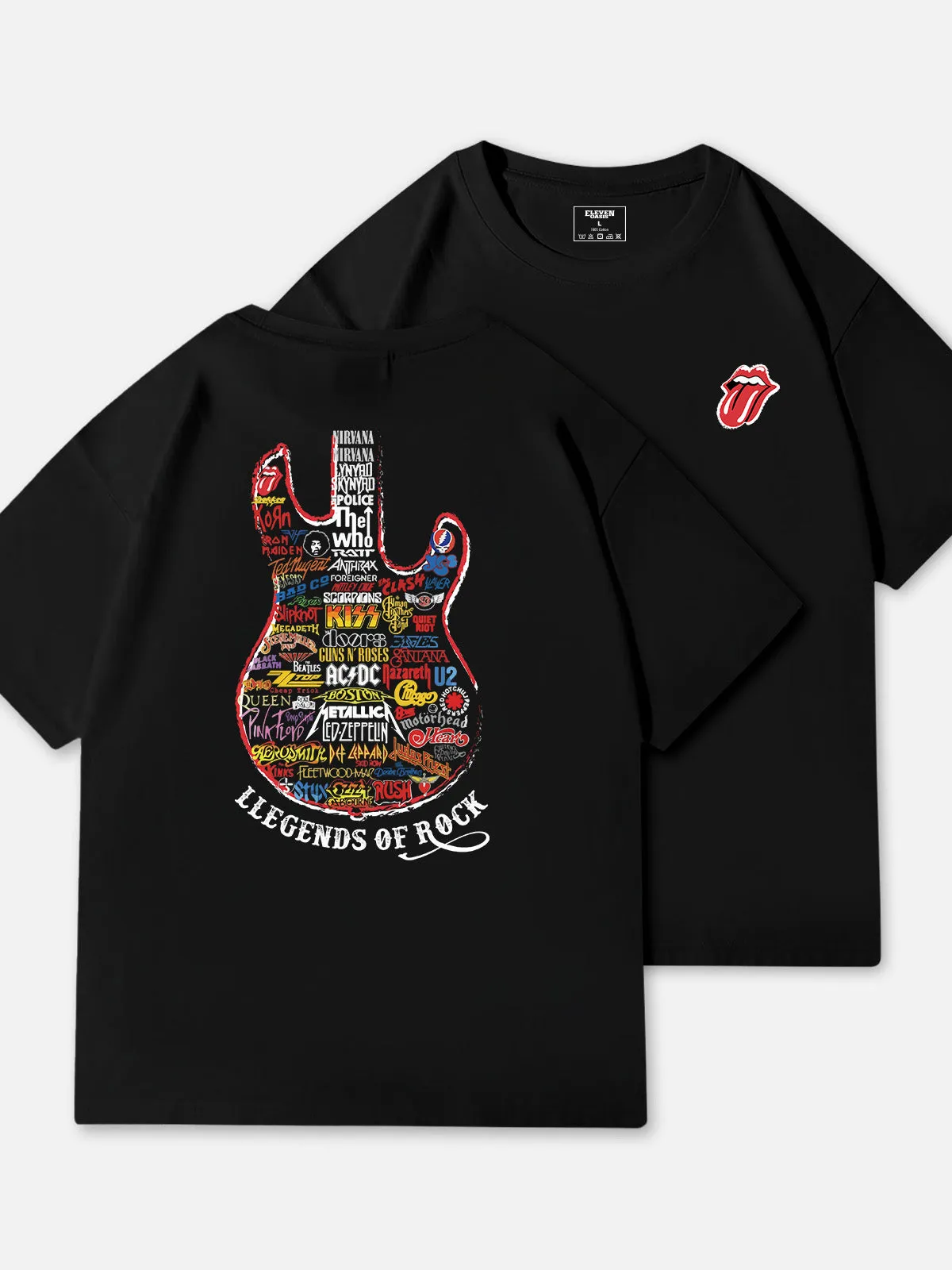 Legends of Rock Guitar Collage Cotton T-Shirt sold by Eleven Oasis