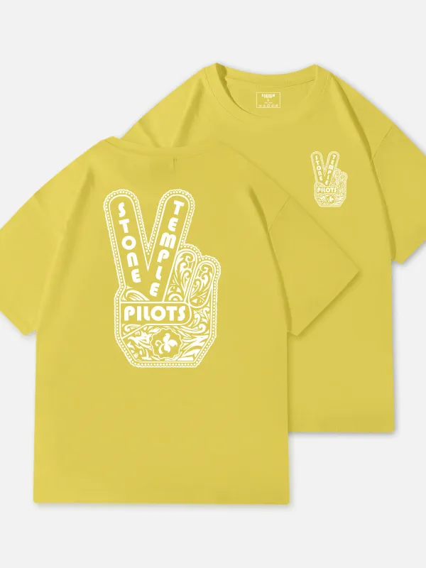 Stone Temple Pilots Peace Sign Graphic Cotton T-Shirt made by Eleven Oasis