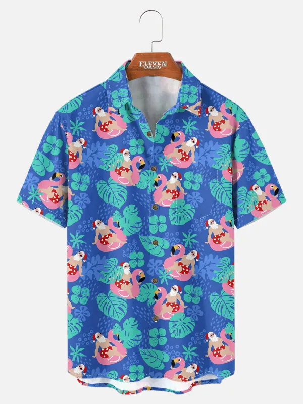 Men's Surfing Santa Tropical Christmas Short Sleeve Shirt sold by Eleven Oasis