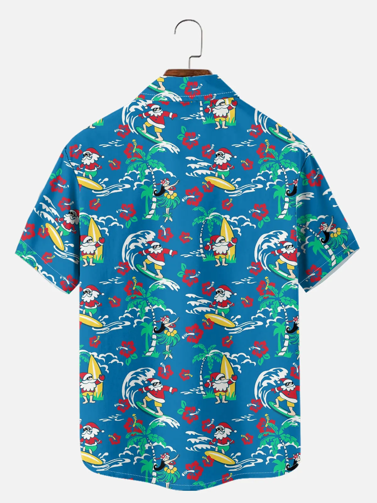 Tall Men's Santa Flamingo Tropical Christmas Short Sleeve Shirt sold by Eleven Oasis product image thumbnail 3