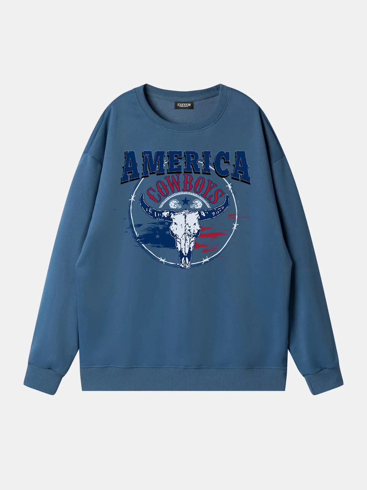 America Cowboys Skull Graphic Sweatshirt sold by Eleven Oasis product image thumbnail 4