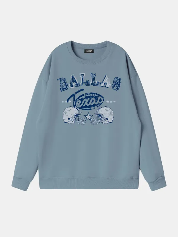 Dallas Texas Football Helmets Graphic Sweatshirt made by Eleven Oasis