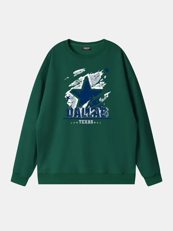 Dallas Texas Football Star Graphic Sweatshirt made by Eleven Oasis