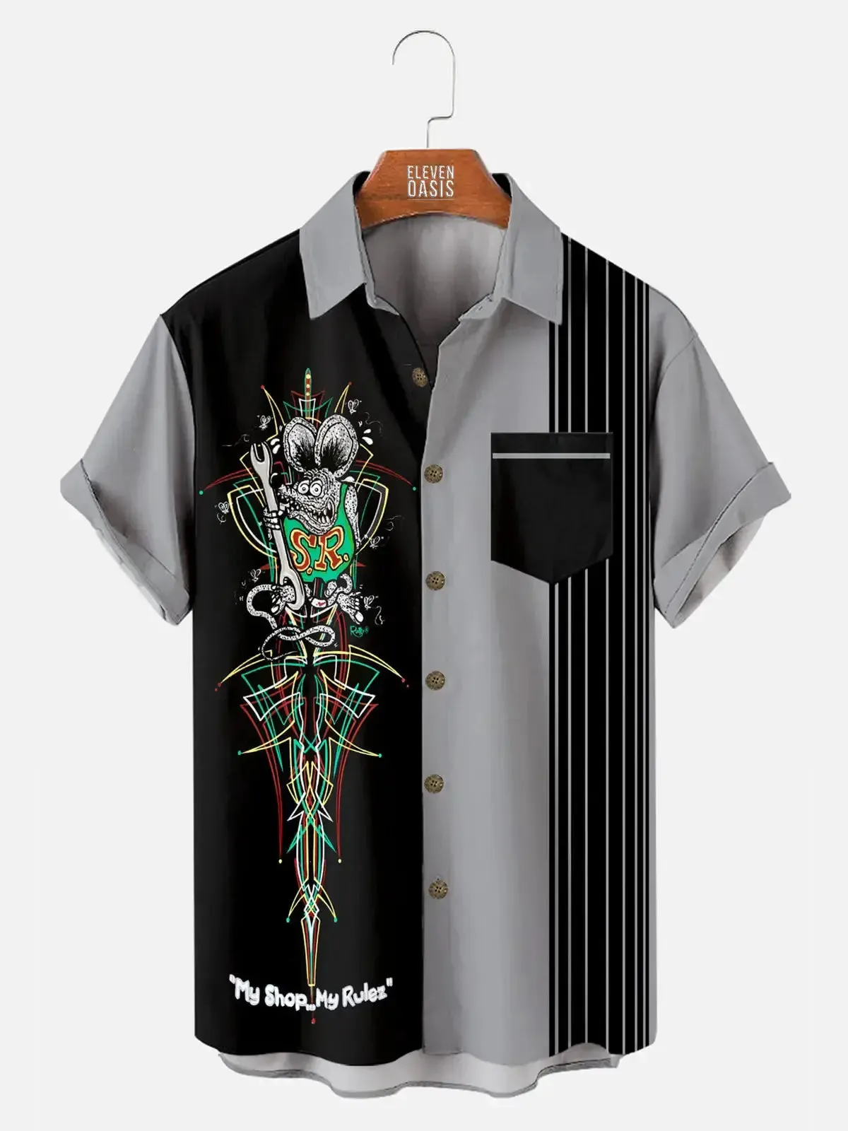 Men's Rat Fink Vintage Car Short Sleeve Shirt sold by Eleven Oasis product image thumbnail 3