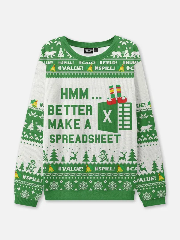Excel Spreadsheet Maker Ugly Christmas Sweater sold by Eleven Oasis