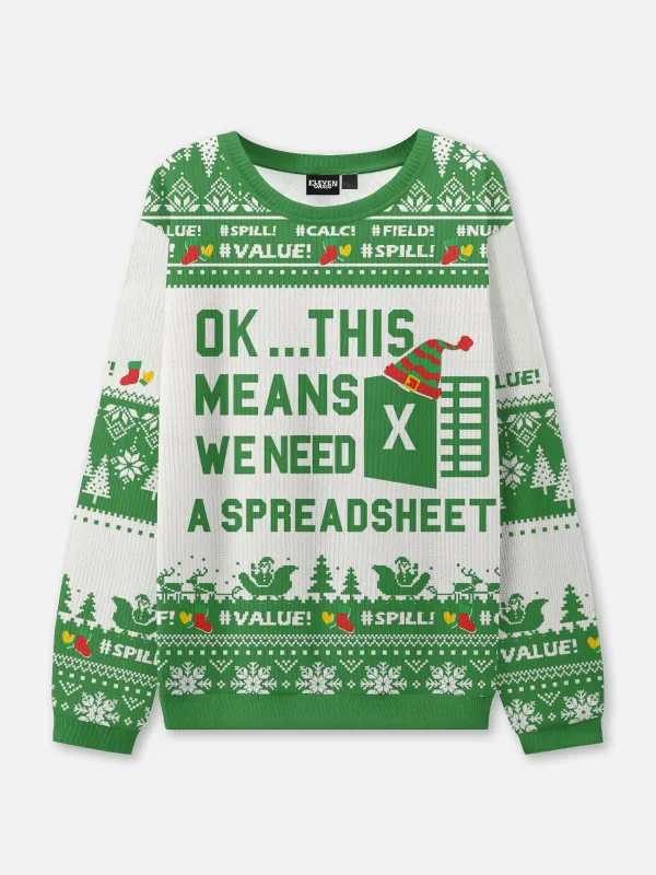 Excel Spreadsheet Emergency Ugly Christmas Sweater sold by Eleven Oasis