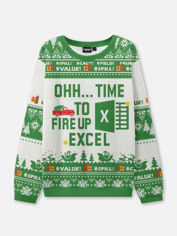 Time to Fire Up Excel Spreadsheet Ugly Christmas Sweater sold by Eleven Oasis