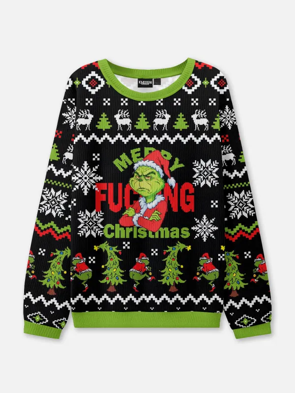 Merry F*ing Christmas Grinch Ugly Christmas Sweater sold by Eleven Oasis