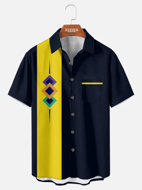 Tall Men's Modern Retro Panel Short Sleeve Shirt sold by Eleven Oasis