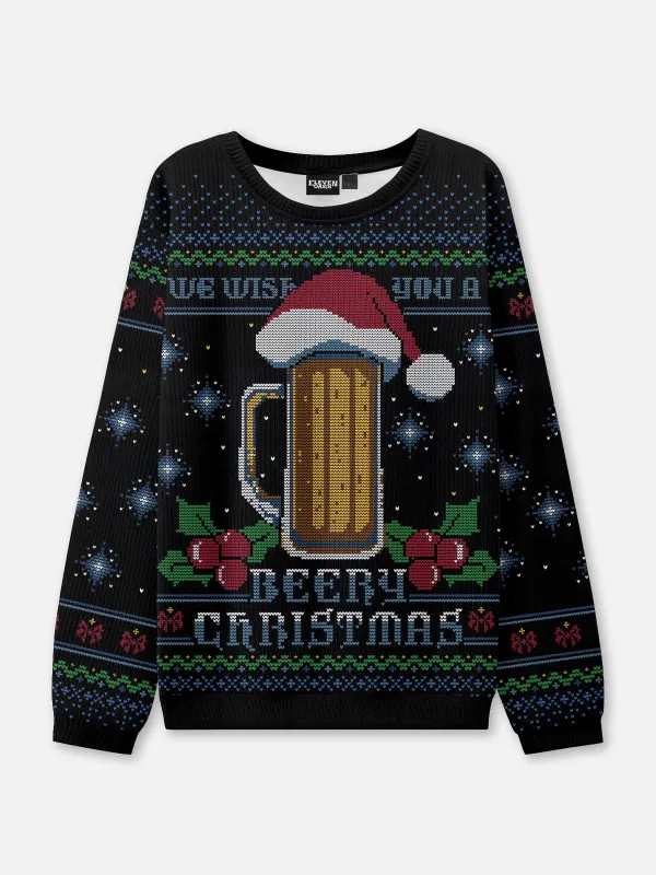 We Wish Your A Beery Christmas Ugly Christmas Sweater sold by Eleven Oasis