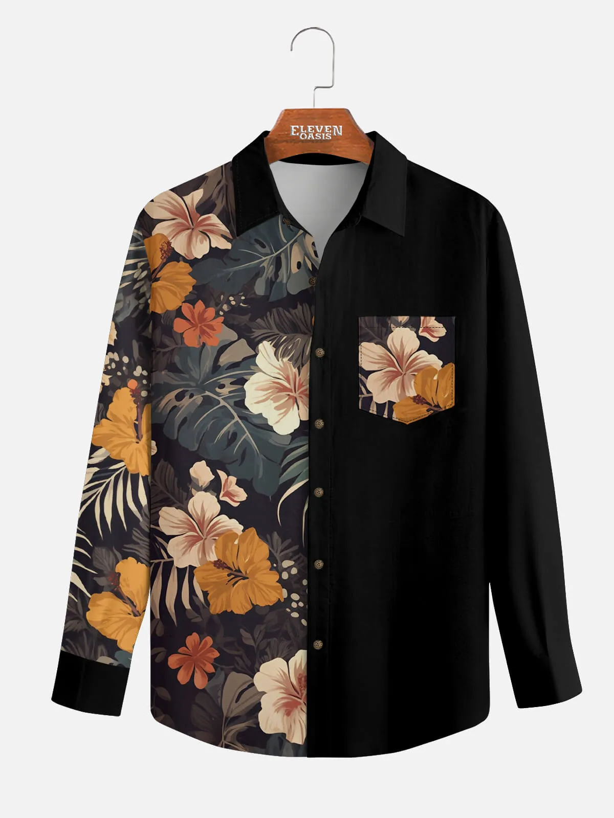 Men's Split Floral Paradise Long Sleeve Shirt sold by Eleven Oasis product image thumbnail 2