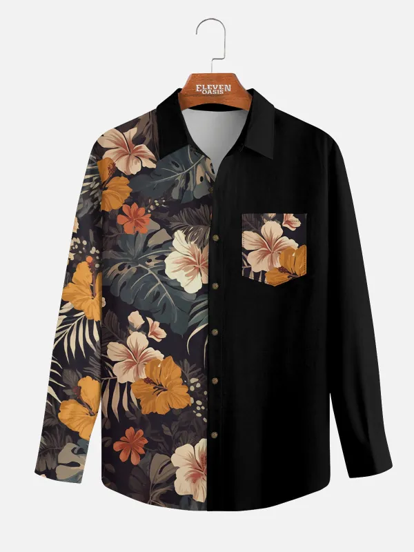 Men's Split Floral Paradise Long Sleeve Shirt sold by Eleven Oasis