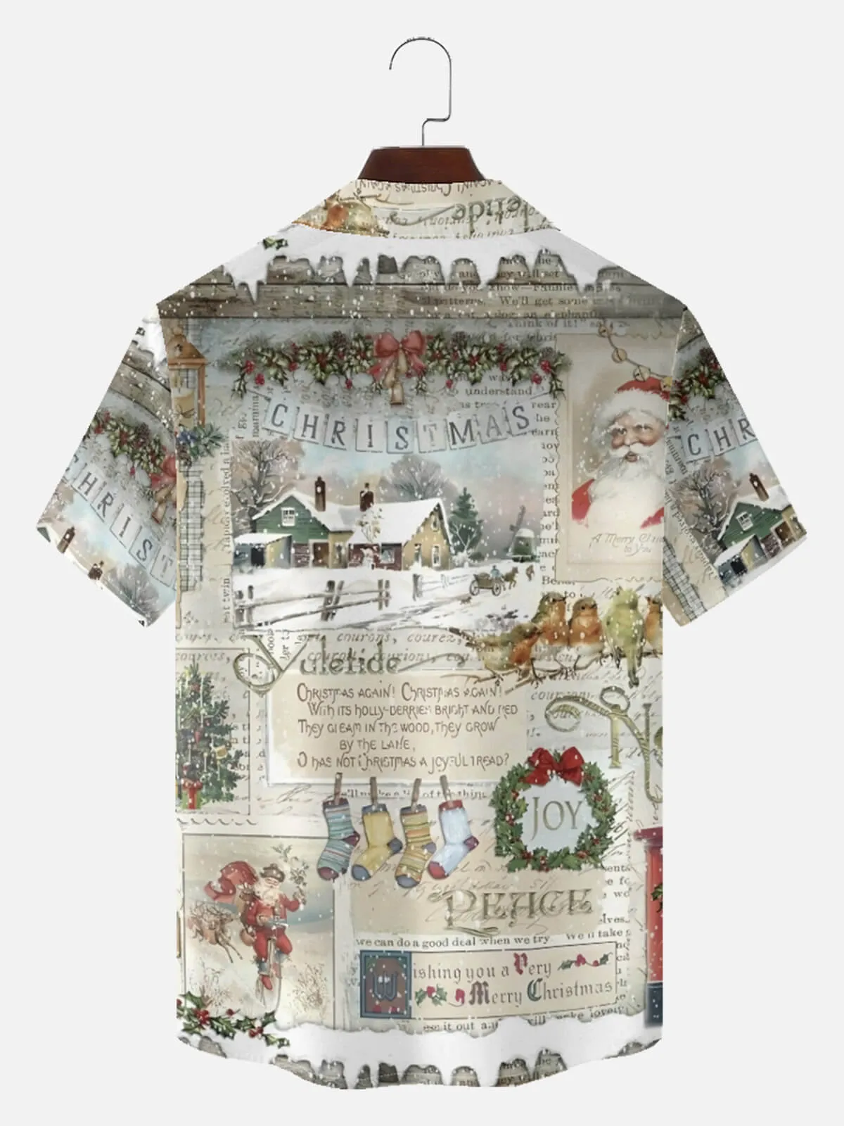 Tall Men's Vintage Christmas Postcards Short Sleeve Shirt sold by Eleven Oasis product image thumbnail 3