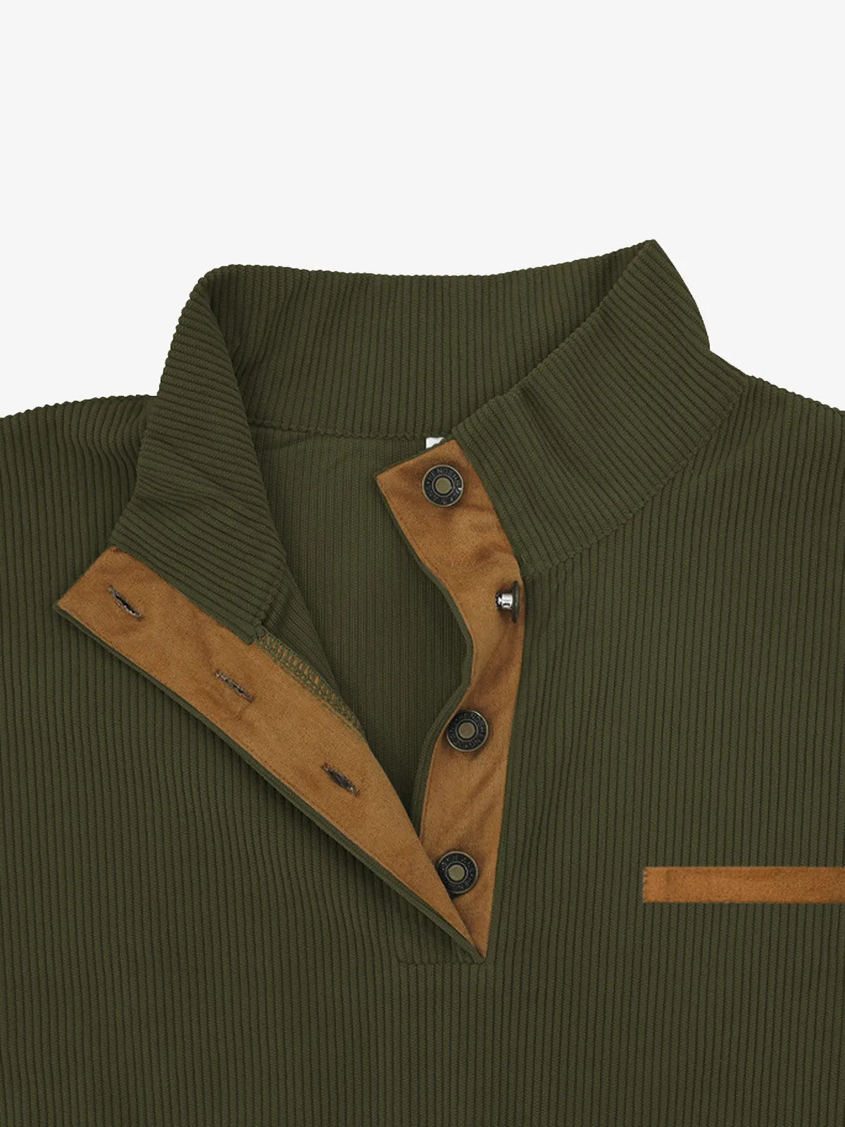 Men's Cord Texture Button Mock Neck Pullover sold by Eleven Oasis product image thumbnail 3