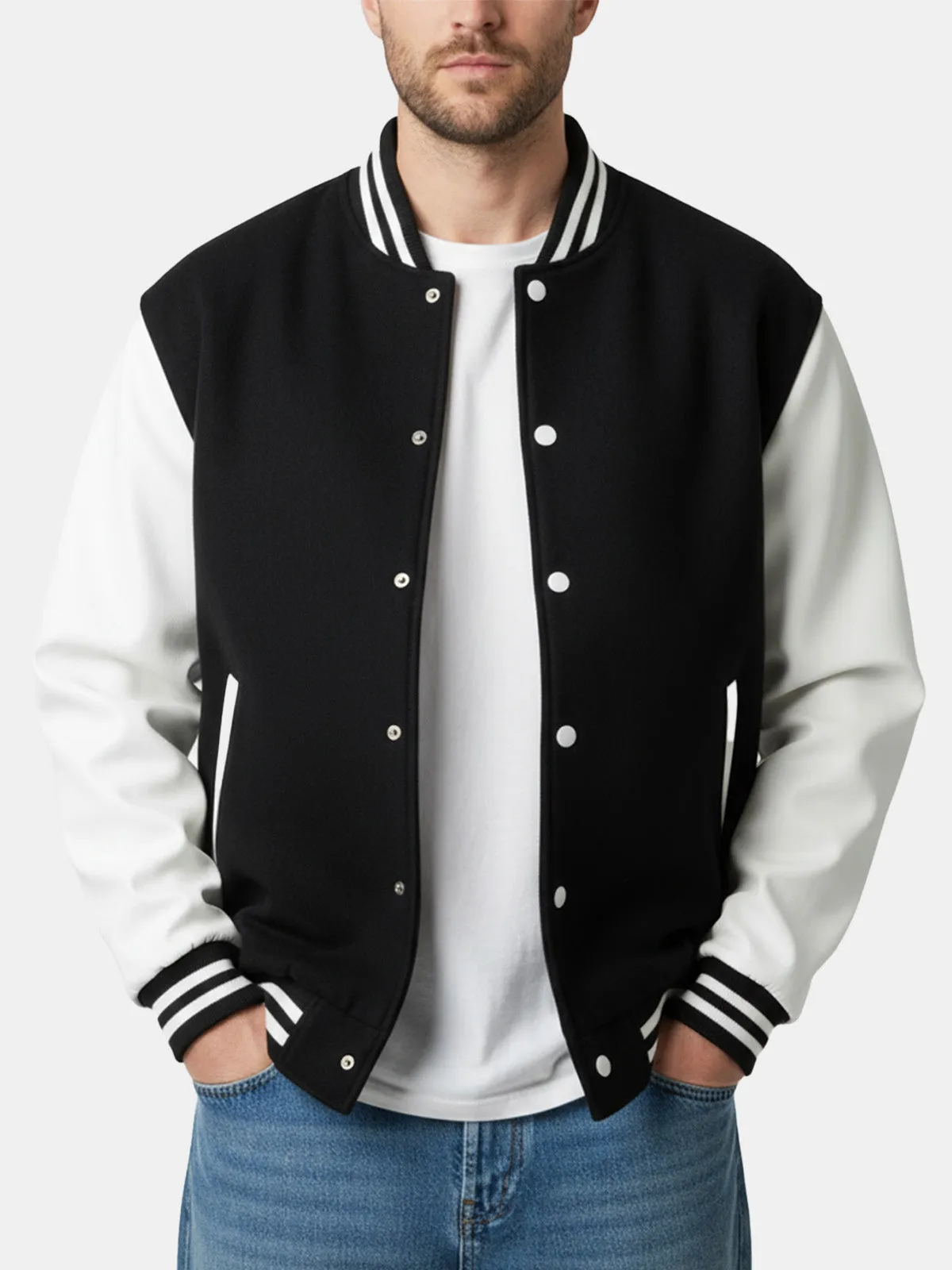 Men's Classic Colorblock Varsity Jacket sold by Eleven Oasis product image thumbnail 3