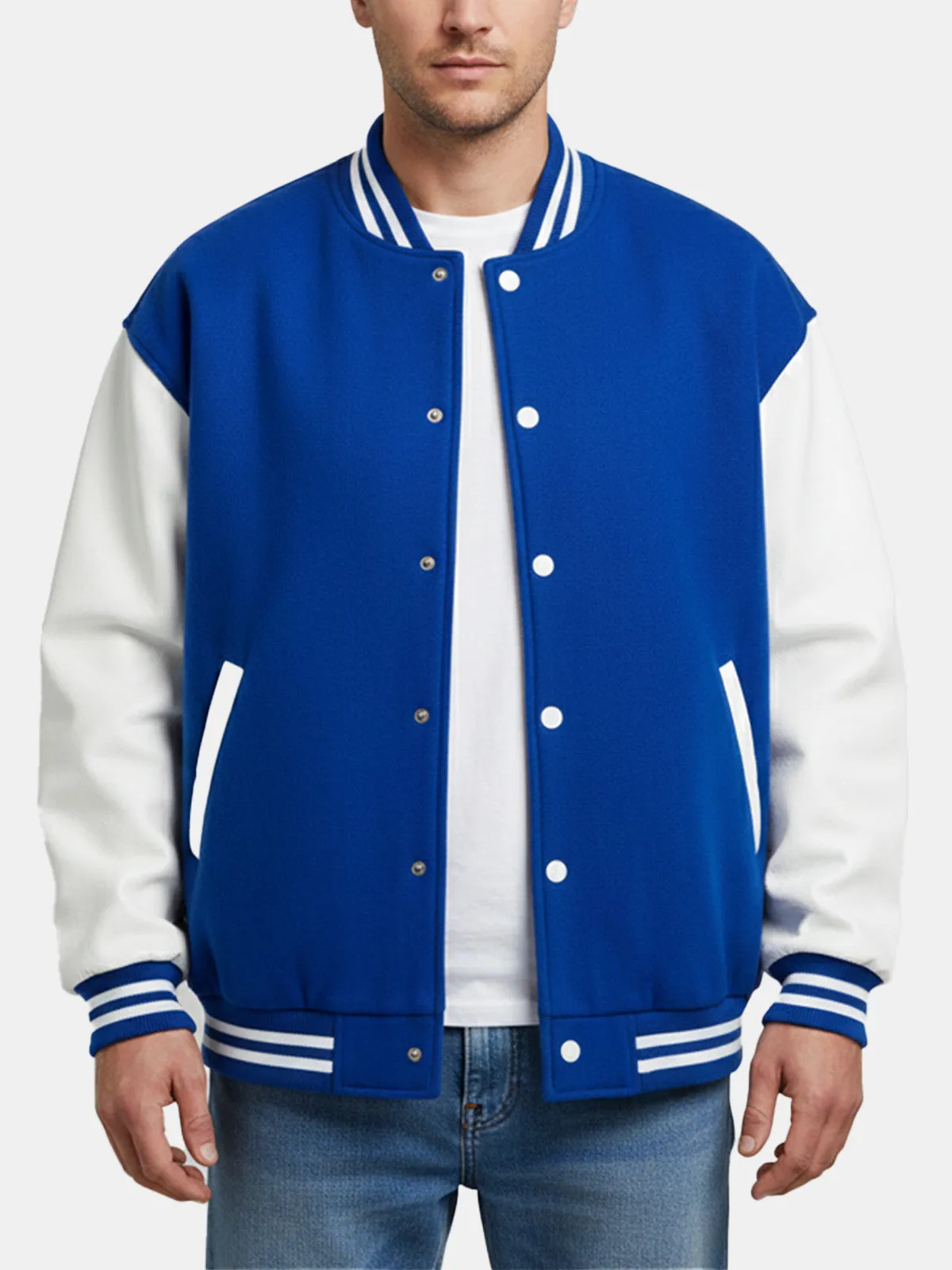 Men's Classic Colorblock Varsity Jacket sold by Eleven Oasis product image thumbnail 5