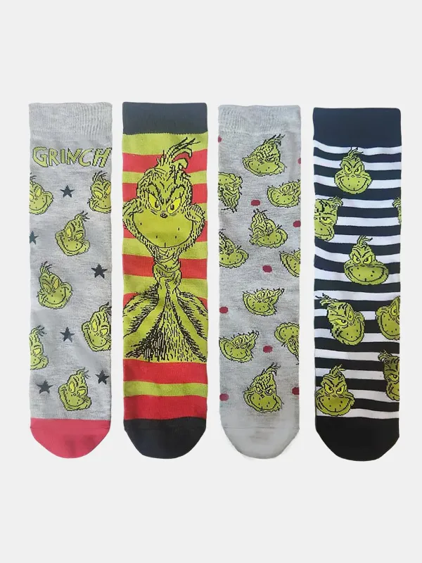 Grinch Faces Novelty Christmas Socks sold by Eleven Oasis