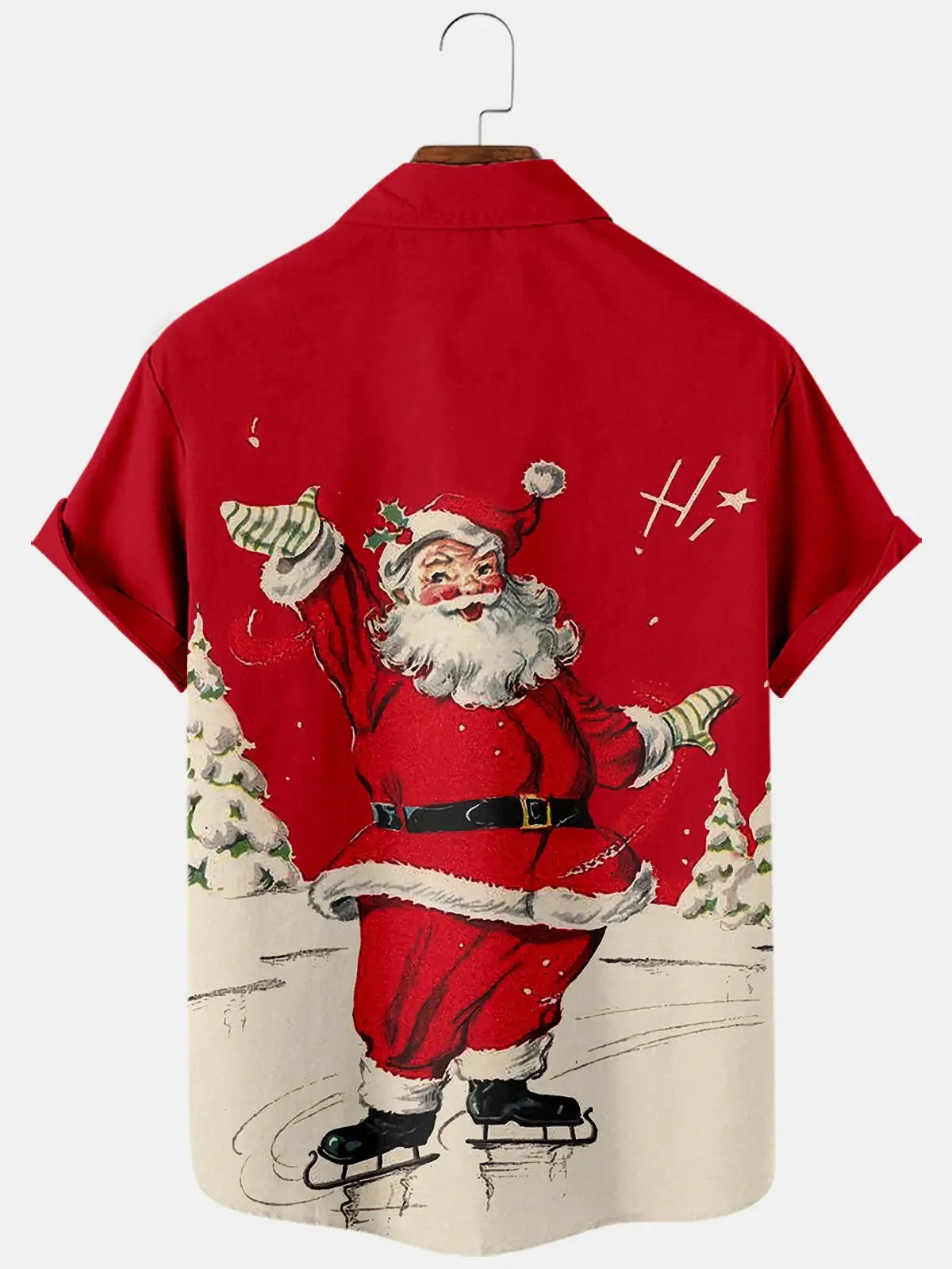 Men's Ice Skating Santa Short Sleeve Shirt sold by Eleven Oasis product image thumbnail 2