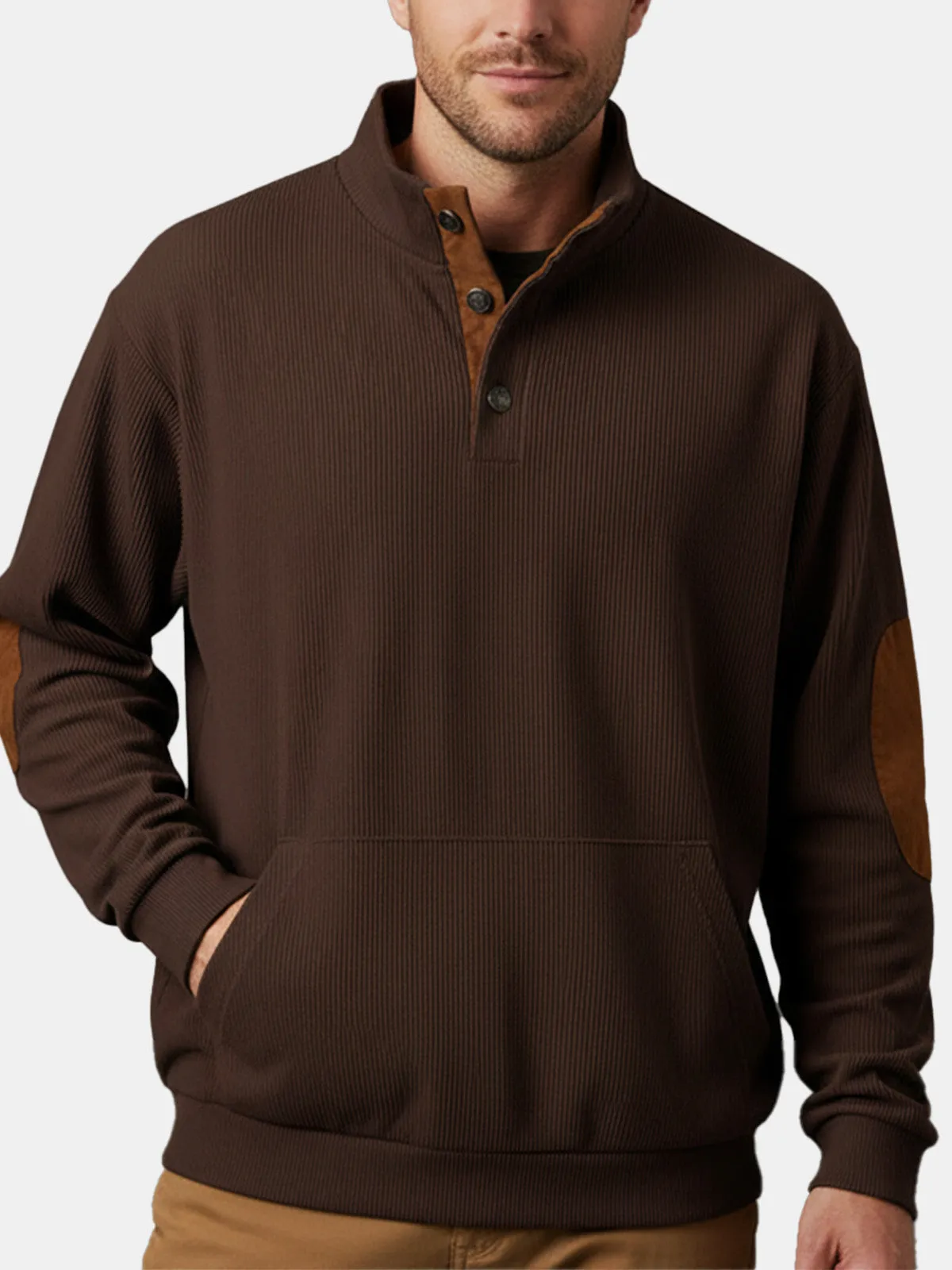 Men's Elbow Patch Ribbed Pullover sold by Eleven Oasis product image thumbnail 2