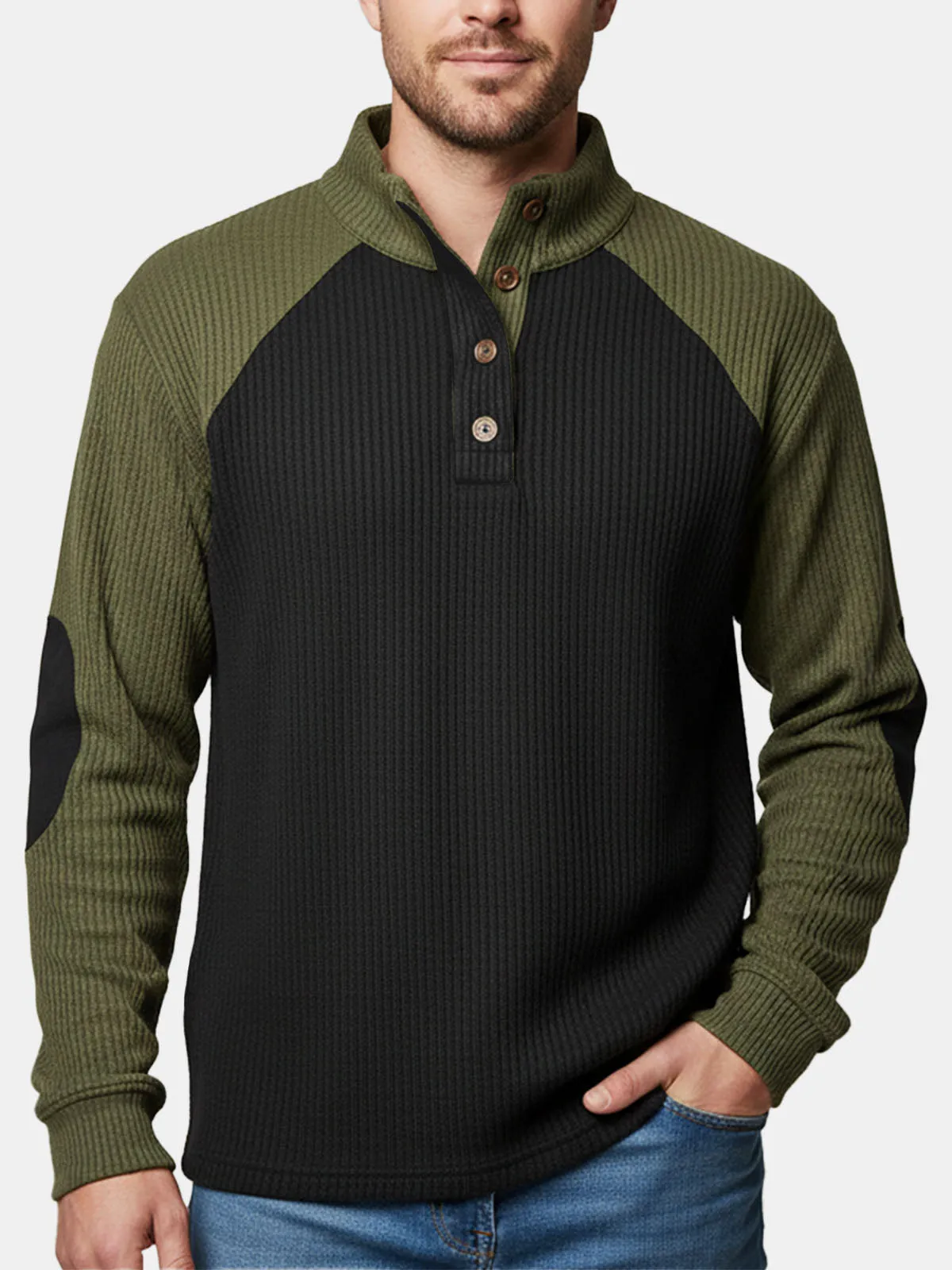 Men's Colorblock Raglan Corduroy Pullover sold by Eleven Oasis product image thumbnail 2