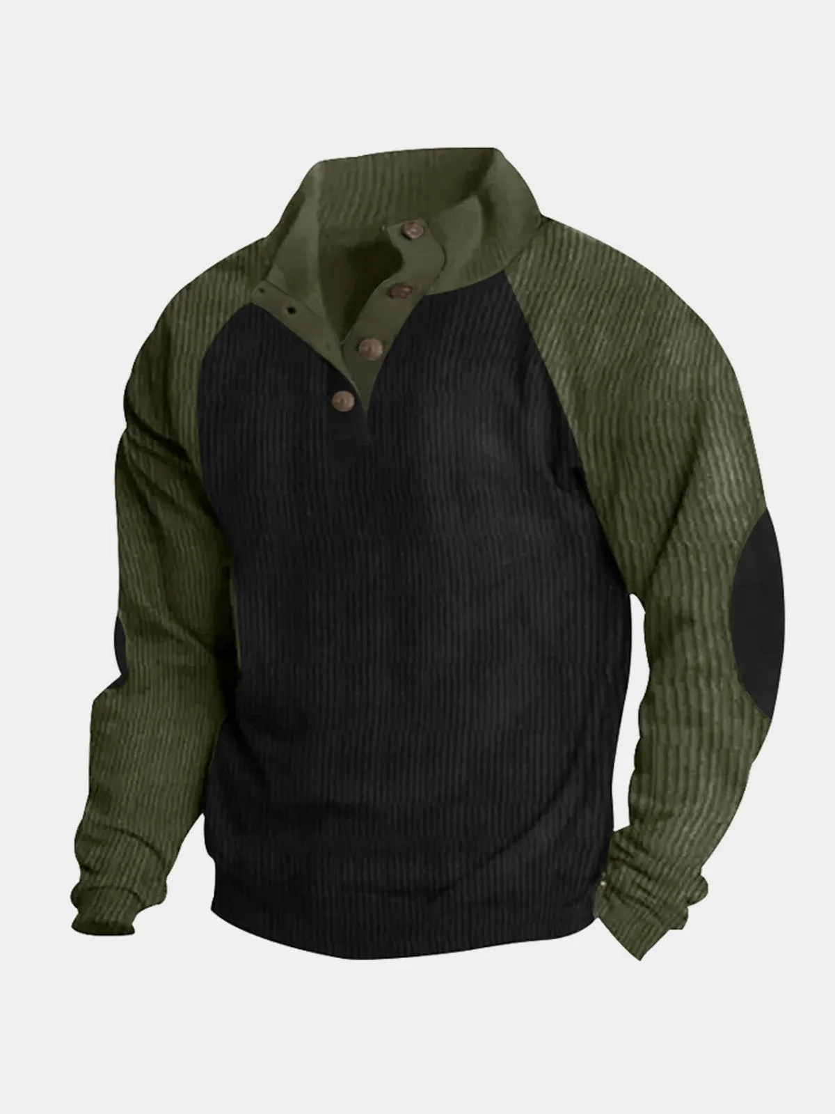 Men's Colorblock Raglan Corduroy Pullover sold by Eleven Oasis